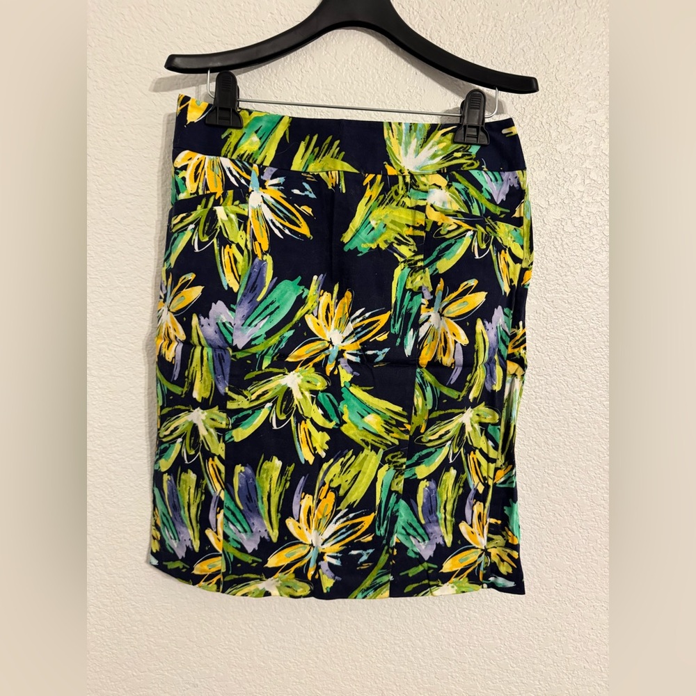 Navy Floral Women's Pencil Skirt